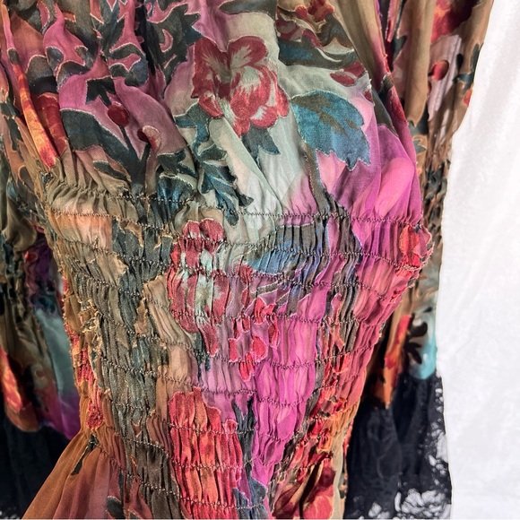 Marrika Nakk Burnout Velvet Sheer Floral Top Witchy Black Lacy Whimsigoth Fairy - Picture 14 of 16